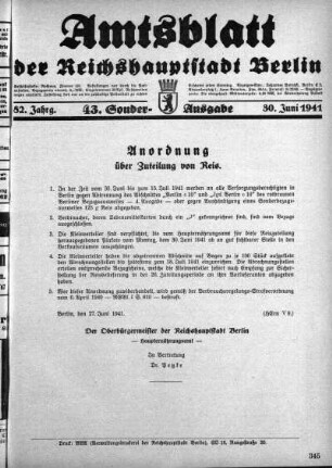 43. Sonderausgabe, 30. Juni 1941