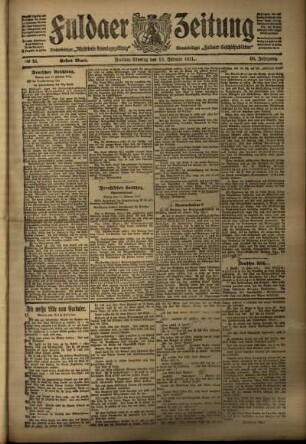 Erste Ausgabe vom Montag, den 13. Februar 1911.