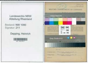 Entnazifizierung Heinrich Depping , geb. 25.08.1894 (Ziegelmeister)