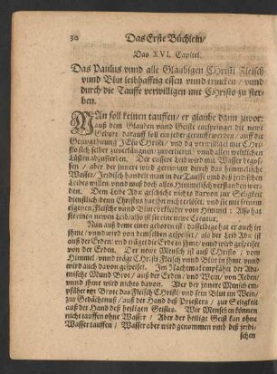 Das XVI. [XVII]. Capitel. Das Paulus unnd alle Glaubigen Christi Fleisch unnd Blut leibhafftig essen unnd trincken/ ...