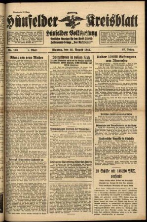 Erste Ausgabe vom Montag, den 25. August 1941.