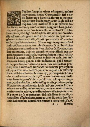 Migratio Germanorvm ex Academia Bononiensi : Scriptvm Vervm Ac Breve, causas continens, cur inclyta natio Germanica Bononia secesserit...