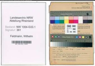 Entnazifizierung Wilhelm Feldmann , geb. 14.11.1897 (Rektor)