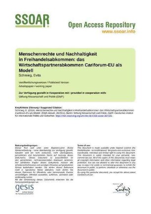 Menschenrechte und Nachhaltigkeit in Freihandelsabkommen: das Wirtschaftspartnerabkommen Cariforum-EU als Modell