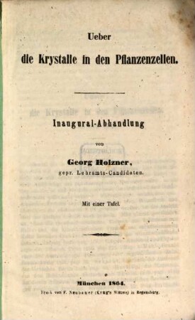 Ueber die Krystalle in den Pflanzenzellen