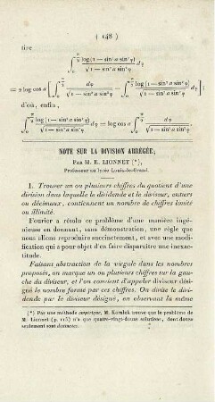 Note sur la division abrégée