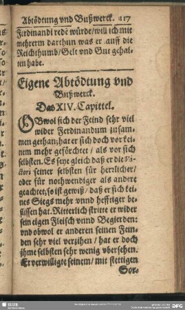 Eigene Abtödtung und Bußwerck. Das XIV. Capittel
