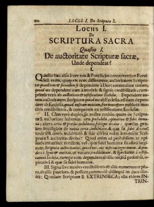 Locus I. De Scriptura Sacra