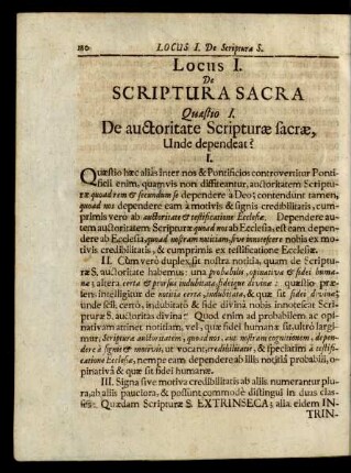 Locus I. De Scriptura Sacra