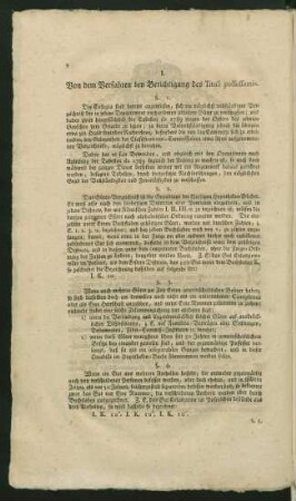 I. Von dem Verfahren bey Berichtigung des Tituli possessionis