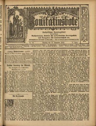 Ausgabe vom Sonntag, den 13. Dezember 1914.