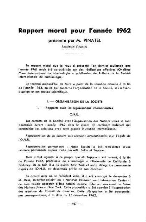 627-638, Rapport moral pour l'année 1962