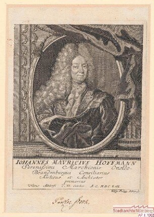 Johann Moritz Hoffmann, Markgräflich Ansbachischer Hofrat und Leibarzt; geb. 6. Oktober 1653