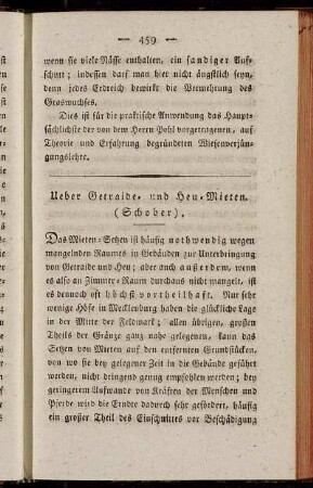 Ueber Getraide- und Heu-Mieten (Schober)