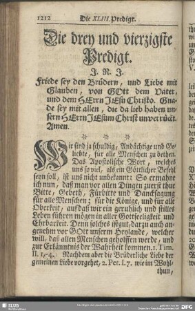 Die drey und vierzigste Predigt