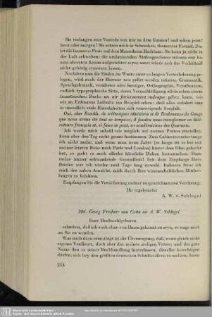 Johann Georg Cotta von Cottendorf an August Wilhelm von Schlegel, Stuttgart, 04.06.1841