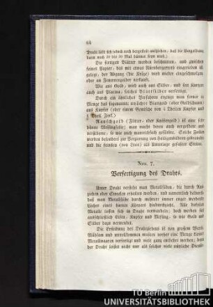 Nro. 7. Verfertigung des Drahts.