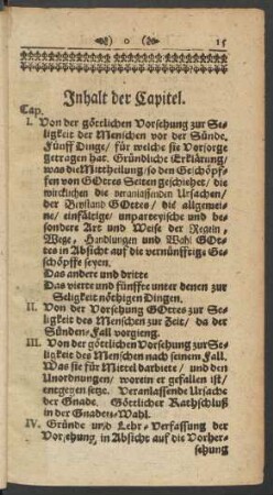 Inhalt der Capitel