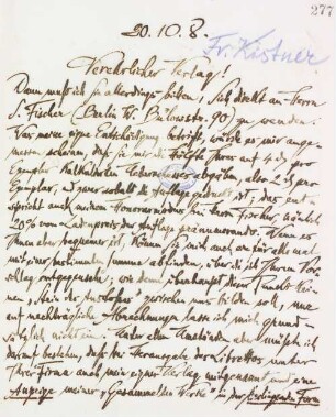 Brief an Verleger Fr. Kistner