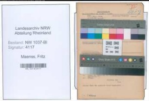 Entnazifizierung Fritz Maenss , geb. 30.01.1895 (Vollziehungsbeamter)