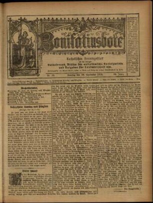 Erste Ausgabe vom Sonntag, den 28. September 1919.