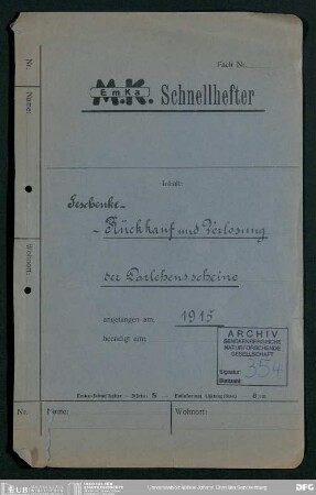 Ablösung der zur Finanzierung der baulichen Erweiterung des Senckenbergmuseums aufgenommenen Schuldscheindarlehen