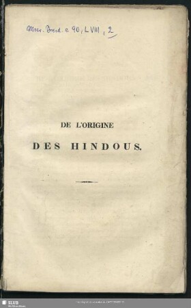 2: De l'origine des Hindous