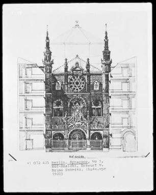 Fassadenentwurf für die Hofseite einer Synagoge in Berlin