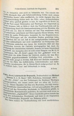 391-393 [Rezension] Pohle, Josef, Lehrbuch der Dogmatik, II. Band