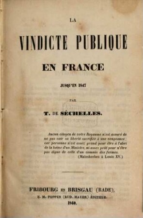 La vindicte publique en France jusqu'en 1847