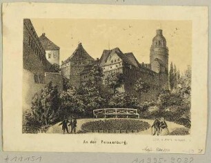 Die Pleißenburg in Leipzig von der Promenade aus, Reihe Leipziger Ansichten von Adolph Werl