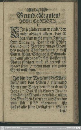 Grund-Regulen, Jesu Christs