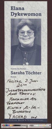 Elana Dykewomon : Autorin des Buches Sarahs Töchter