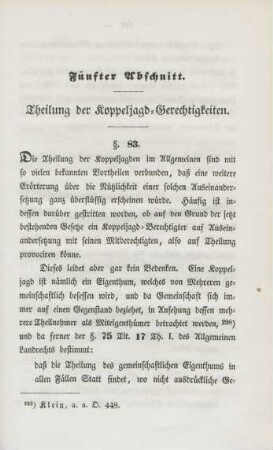 Fünfter Abschnitt. Theilung der Koppeljagd-Gerechtigkeiten.