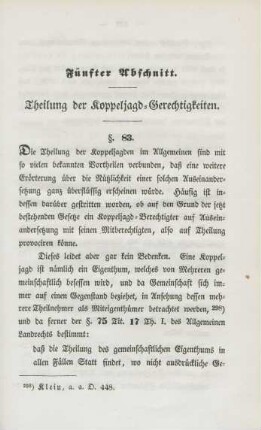 Fünfter Abschnitt. Theilung der Koppeljagd-Gerechtigkeiten.