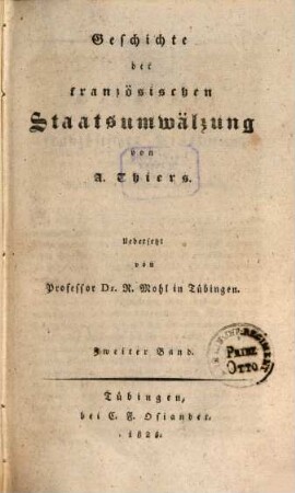 Geschichte der französischen Staatsumwälzung. 2. (1825). - 263 S.