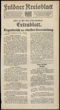Ausgabe vom Sonntag, den 16. Mai 1915.