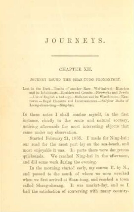 Chapter XII. Journey round the Shan-tung promontory