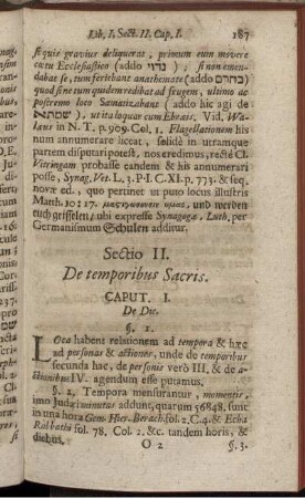 Sectio II. De temporibus Sacris