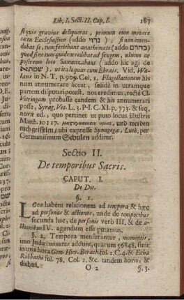 Sectio II. De temporibus Sacris