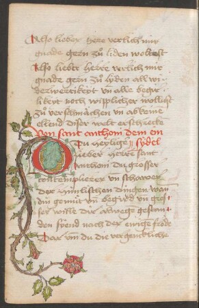 Rankeninitiale O (mit Blüte)