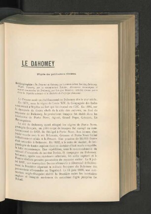 Le Dahomey.