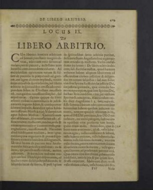 Locus IX. De libero arbitrio.
