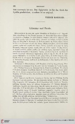 Litteratur und Funde