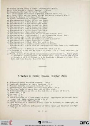 Arbeiten in Silber, Bronce, Kupfer, Zinn (Nr. 415-910)