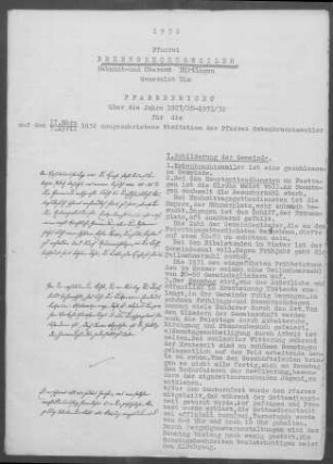Erkenbrechtsweiler: Pfarrbericht 1932