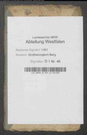 Die dem Ruhrdepartement überwiesenen Obligationen von den Renteien Marienfeld und Liesborn