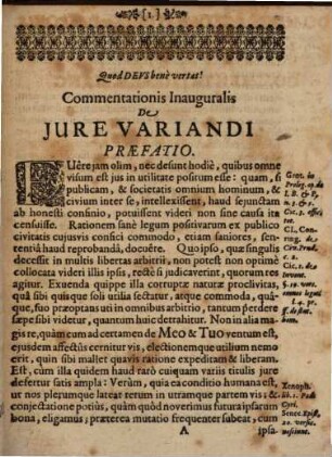 Commentatio Inauguralis, De Jure Variandi