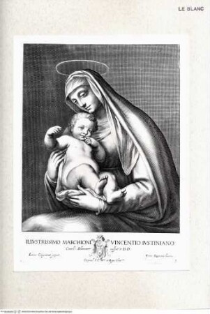 Galleria Giustiniana del marchese Vincenzo Giustiniani. 2 Bände., 1. Band, Tafel 3: Maria mit Kind
