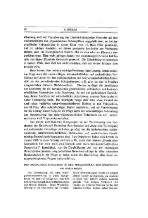 Der biologische Unterricht in der Arbeitsschule der Großstadt